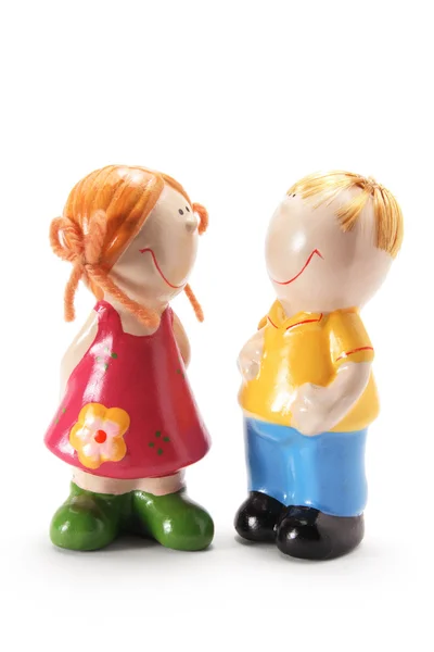 Figurinas de menino e menina — Fotografia de Stock