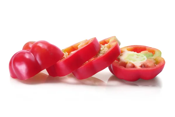 Röd skivad paprika — Stockfoto