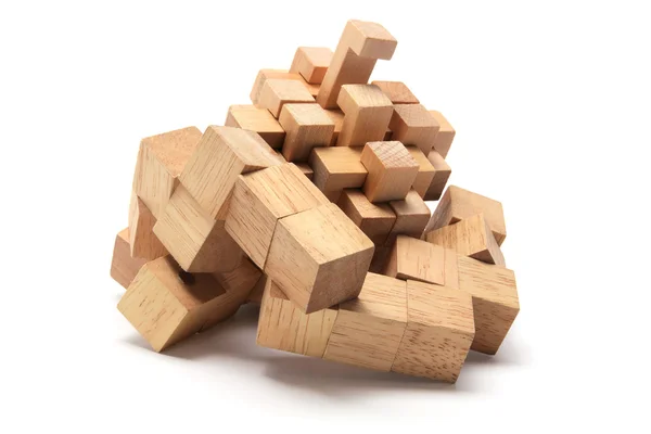 3D quebra-cabeça de madeira — Fotografia de Stock