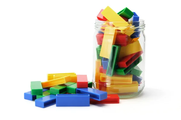 Building Blocks in Glass Jar — Stock Photo, Image