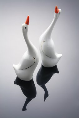 Pair of Geese Figurines clipart