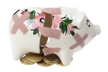 Broken Piggy Bank and Coins clipart