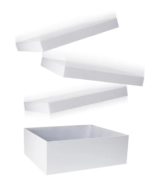 Caixa de papelão com tampas — Fotografia de Stock