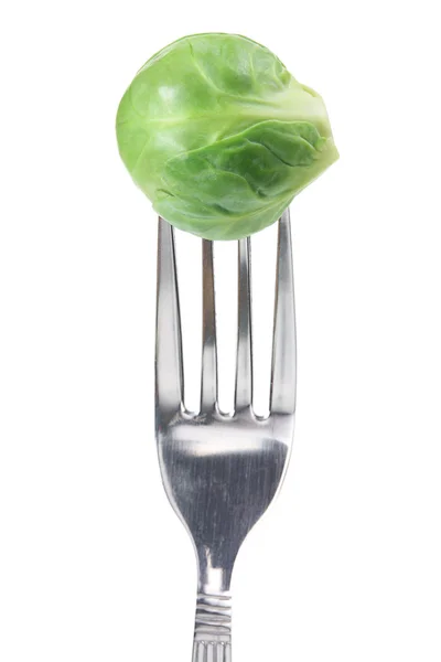 Brussel Sprout on Fork — Stock Photo, Image