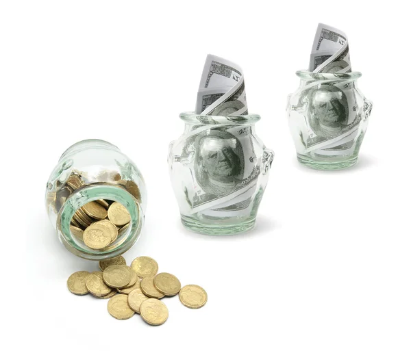 Dinero en frasco de vidrio —  Fotos de Stock
