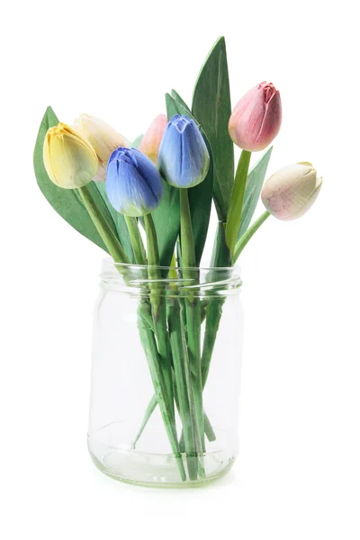 Tulips in Glass Jar — Stock Photo, Image