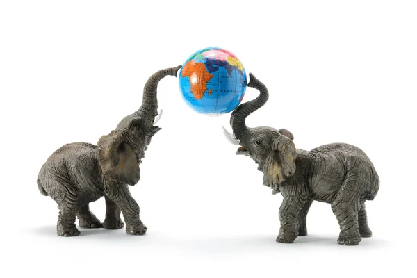 Éléphants et Globe — Photo