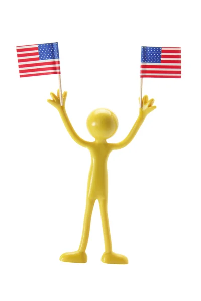 Figura de borracha com bandeiras americanas — Fotografia de Stock