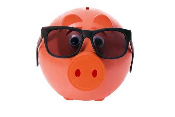 Piggy Bank with Sunglasses — Stock Photo, Image