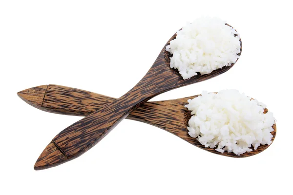 Дерев'яними ложками з рисом — стокове фото
