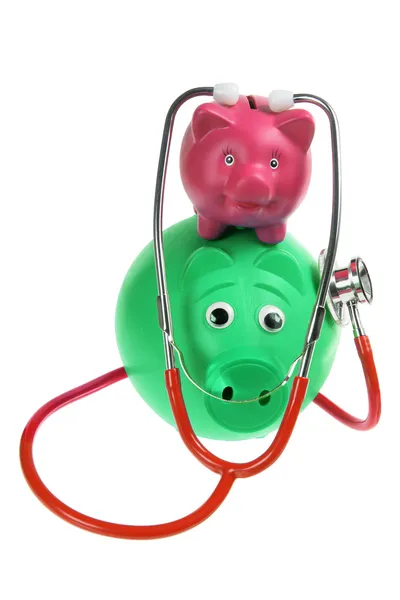 Piggy Bank and Stethoscope — Stock Photo, Image