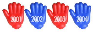 Red Toy Hands with Years clipart