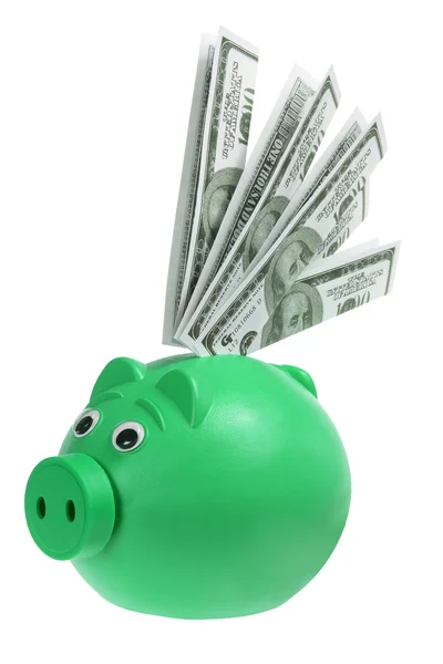 Sparschwein mit Geldscheinen — Stockfoto
