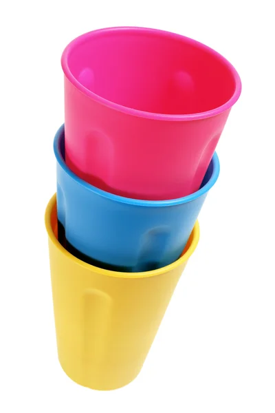 Montón de vasos de plástico — Foto de Stock