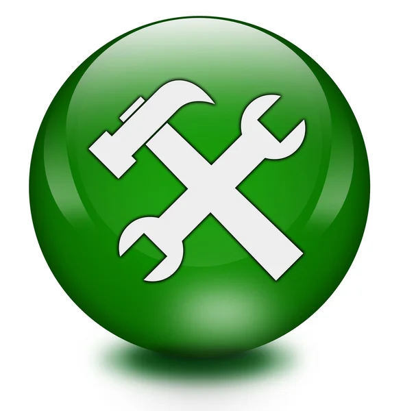Computer generated glossy tools button — Stock Photo, Image