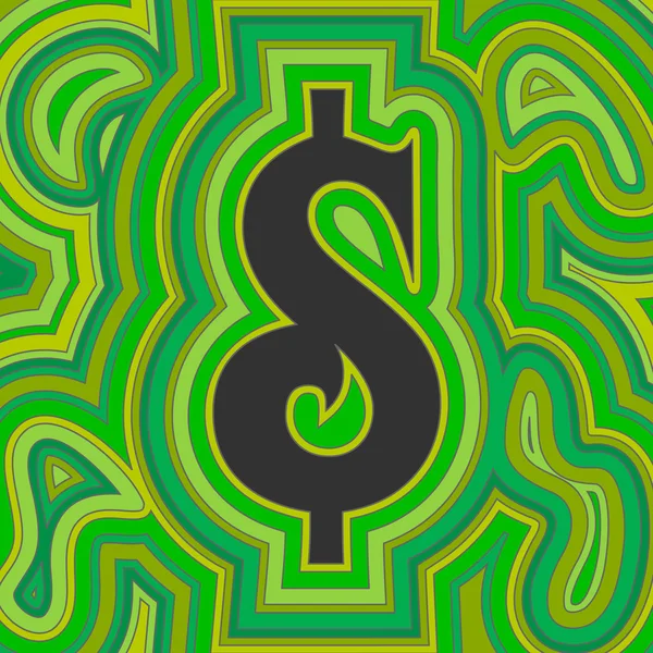 Groovy pengar - grön dollar — Stock vektor