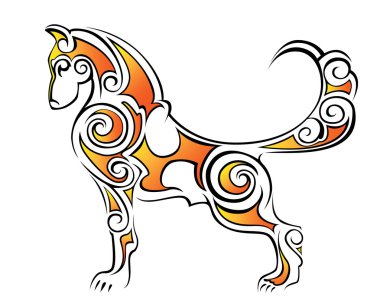 Wolf tattoo patterened tribal style clipart