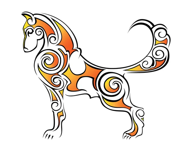 Lobo tatuaje modelado estilo tribal — Vector de stock