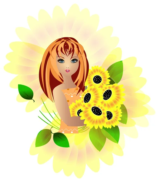 Sunflower girl — Stock Photo, Image