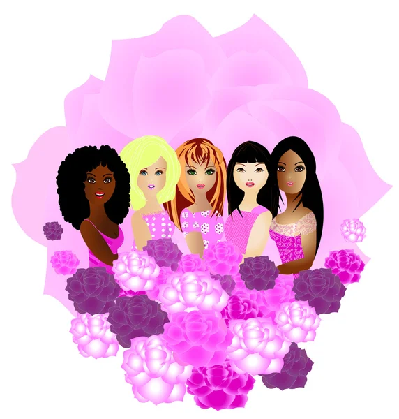 Kvinnor av olika etniciteter tillsammans Royaltyfria Stockfoton