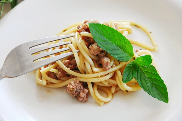 Spagetti med köttfärs — Stockfoto