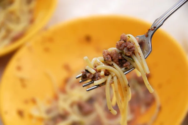Spaghetti met gehakt vlees — Stockfoto