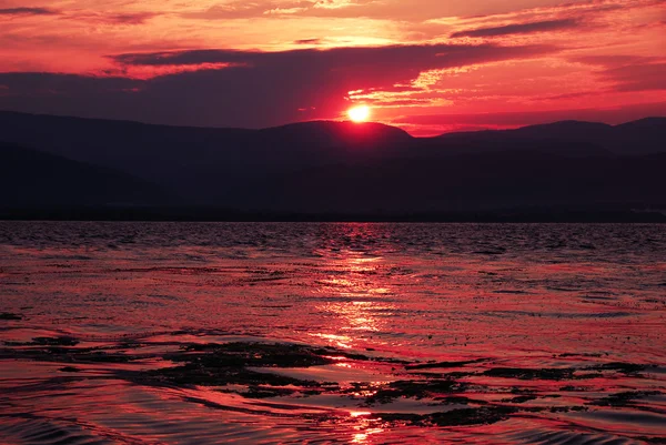 Восход солнца на берегу реки — стоковое фото