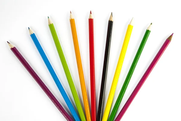 Čelní pohled na barevné tužky — Stock fotografie