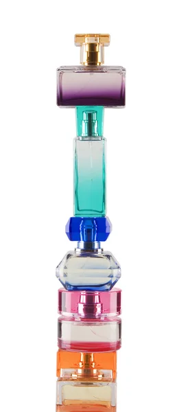 Turm aus Parfümflaschen — Stockfoto