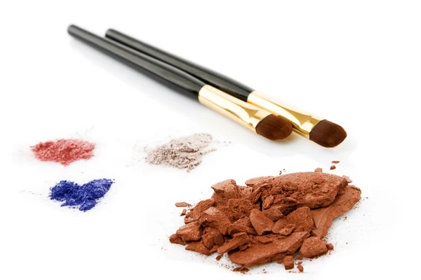 Powder for makeup and two brush — Stock Photo, Image