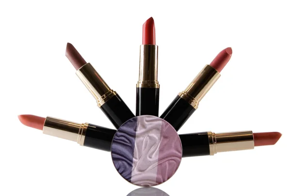 Verschillende rode lippenstift, schoonheid concept — Stockfoto