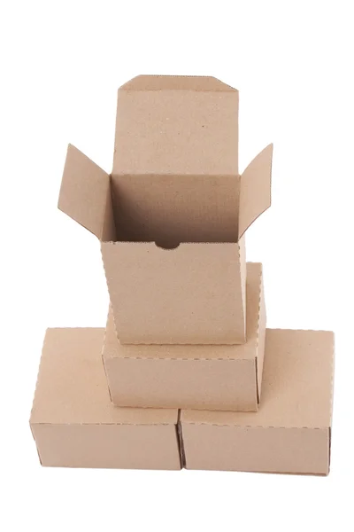 Hnědé kartonové krabice v zásobníku — Stock fotografie