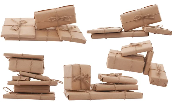 Geschenkbox in unterschiedlicher Form angeordnet — Stockfoto