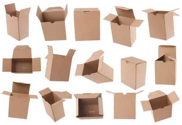Открытая и закрытая картонная коробка — стоковое фото