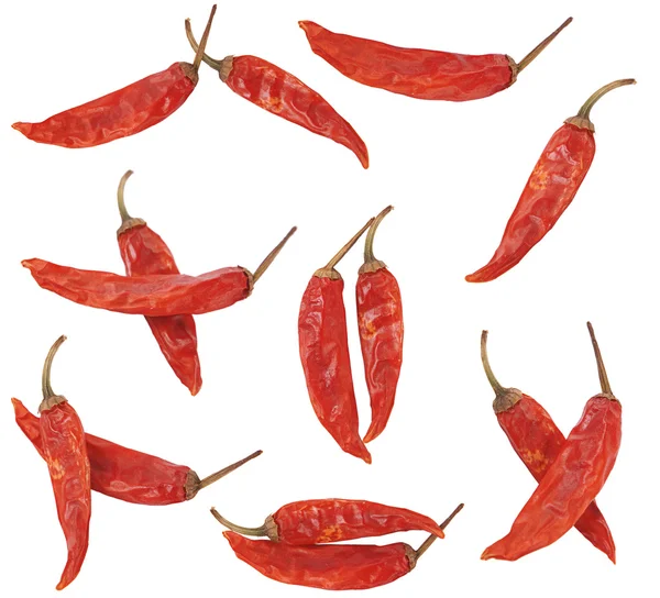Ξηρό κόκκινο πιπέρι σε άσπρο φόντο — Φωτογραφία Αρχείου