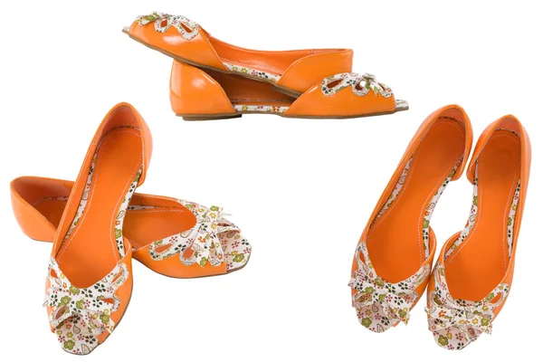 Oranžové boty pro dívky — Stock fotografie