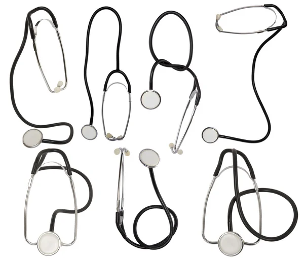 Collezione stetoskop su sfondo bianco — Foto Stock