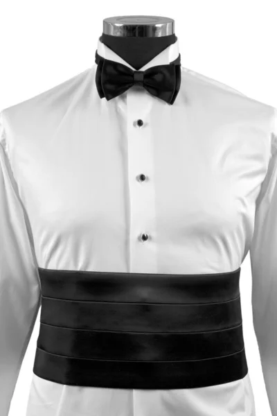 Вид спереди галстука-банта и рубашки для церемонии — стоковое фото