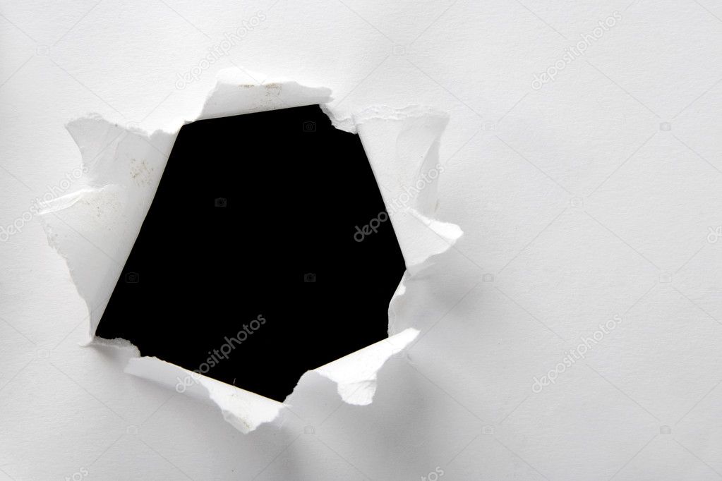 Hole in the white pape