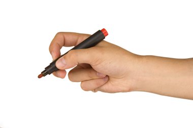 Male hand with red marker clipart