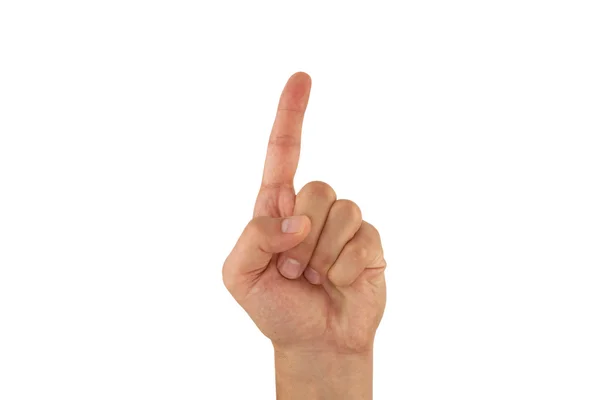 Hand shows a forefinger aside — Stock Photo, Image