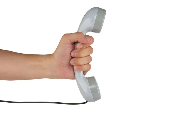 Telephone receiver in hand — Stock Photo, Image