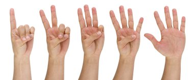 Man's finger pointing from one to five clipart