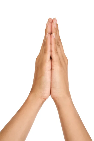Woman praying hands — Stock Photo, Image