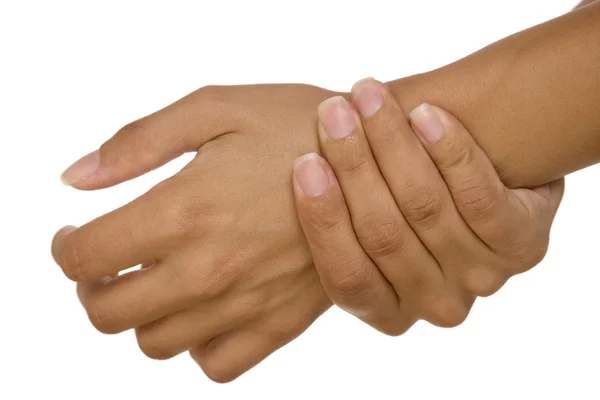 Pulso de braço de medição da mão humana — Fotografia de Stock