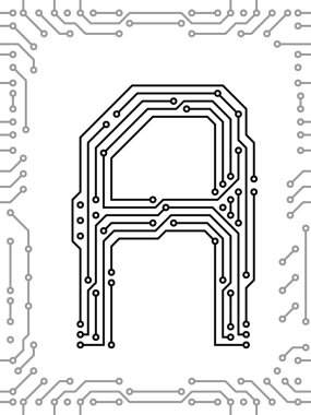 Alphabet of printed circuit boards clipart