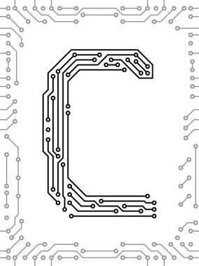 Alphabet of printed circuit boards clipart