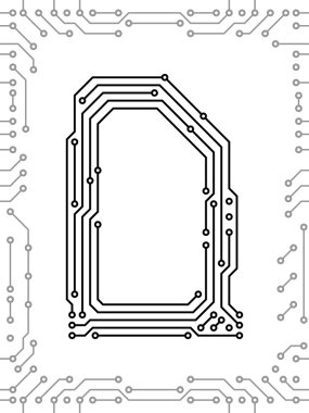 Alphabet of printed circuit boards clipart