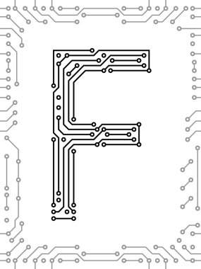 Alphabet of printed circuit boards clipart