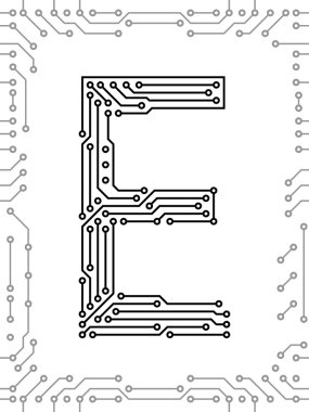 Alphabet of printed circuit boards clipart